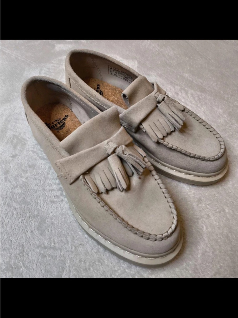 Dr. Martens Men’s Light Beige Suede Tassel Moccasin Loafers